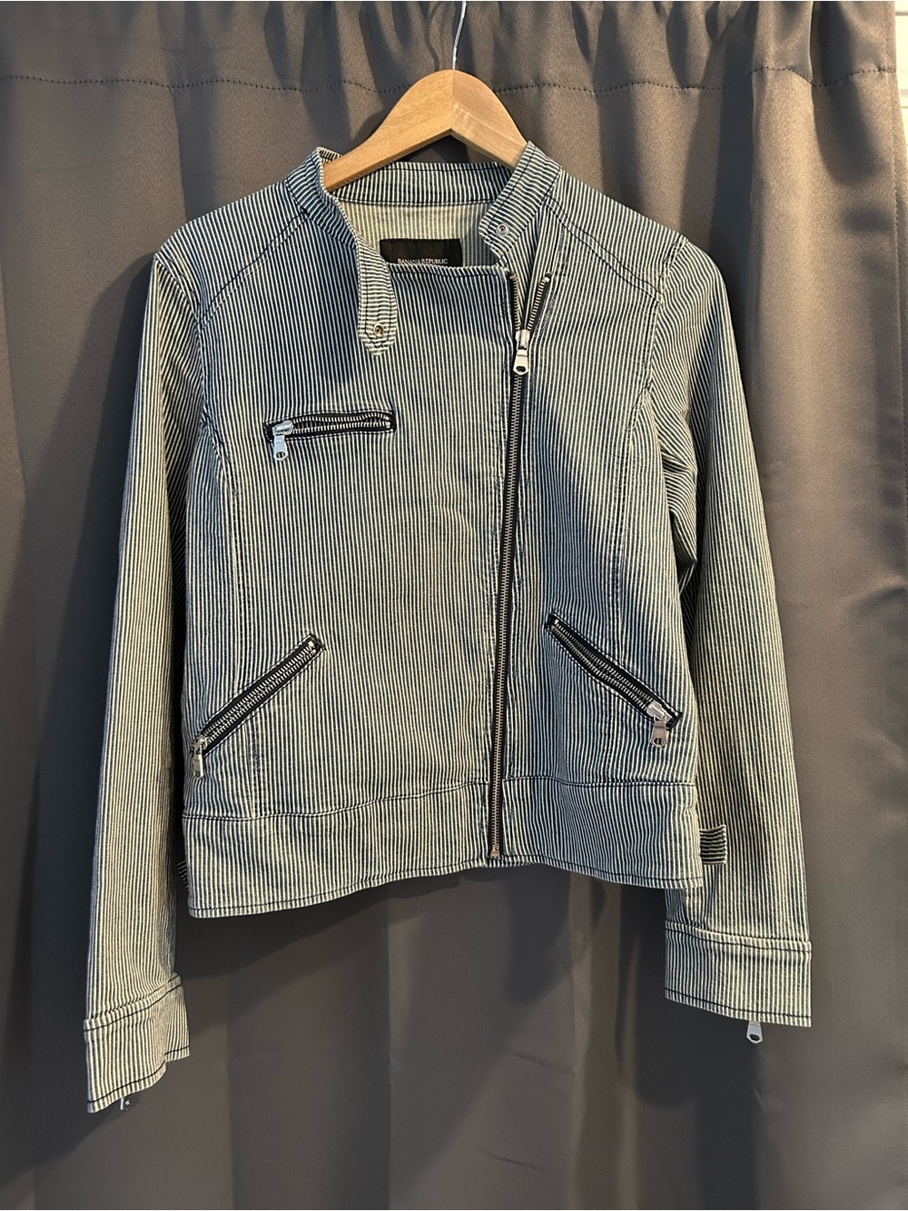 Striped denim jacket MED